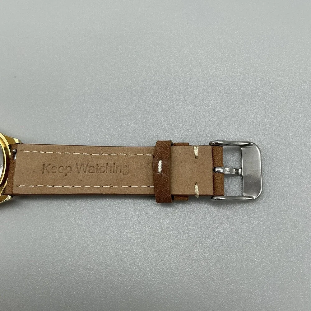 Chromatic Womens Watch 33mm Musical Note Dial Leather Gold Tone New Battery